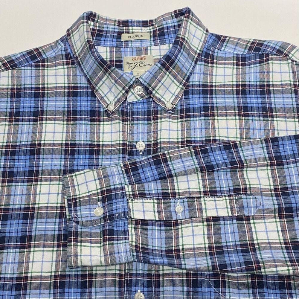 J Crew All Cotton Oxford Shirt Button Down Mens XL Blue Plaid Classic Fit Preppy - Picture 4 of 6